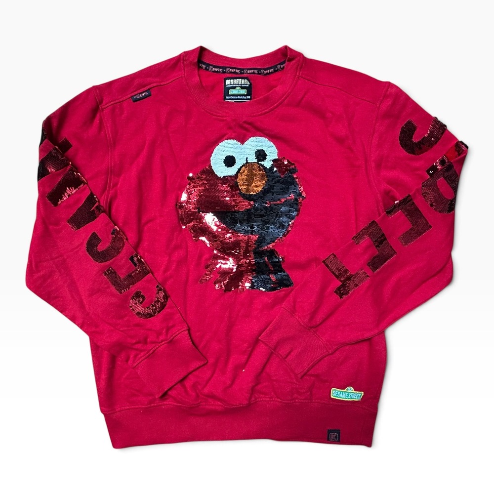 de KRYPTIC Sesame Street Elmo Sequin Red Crewneck Sweatshirt 3XL NEW! $68